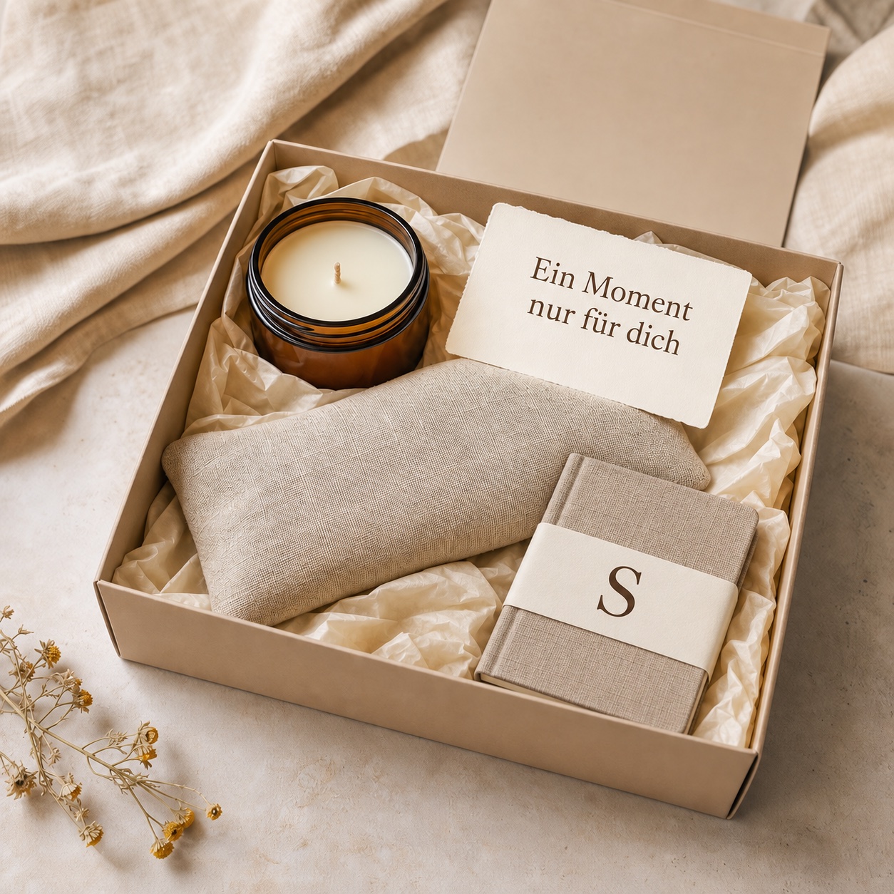 Self-Care-Box »Zeit für dich« mit beispielhafter Personalisierung